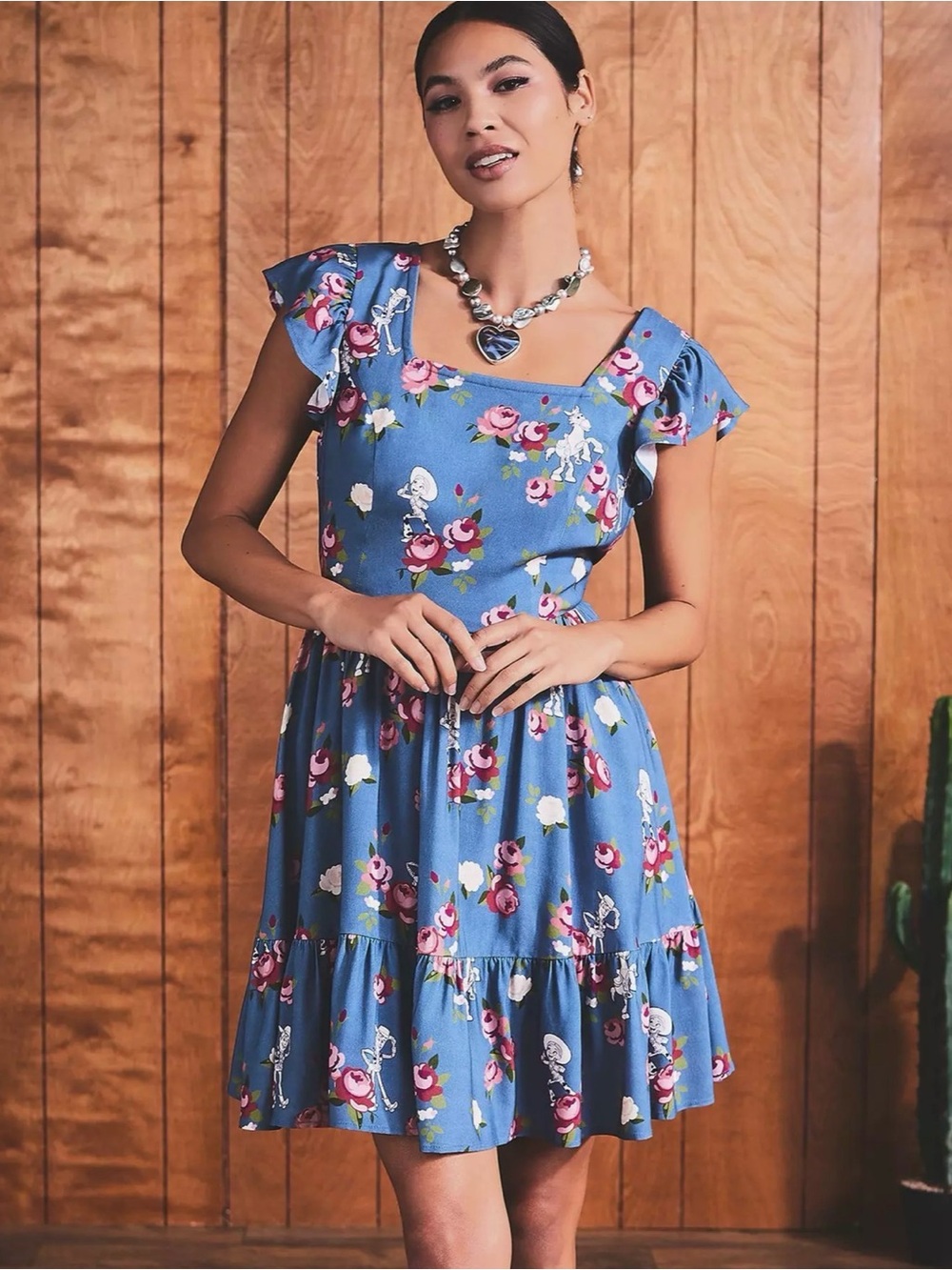 Her Universe Disney Pixar Toy Story Woody's Roundup Floral Tie-Back Dress